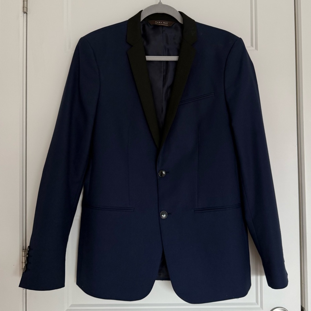 ZARA MEN CLASSY SUIT DARK BLUE AND BLACK BLAZER